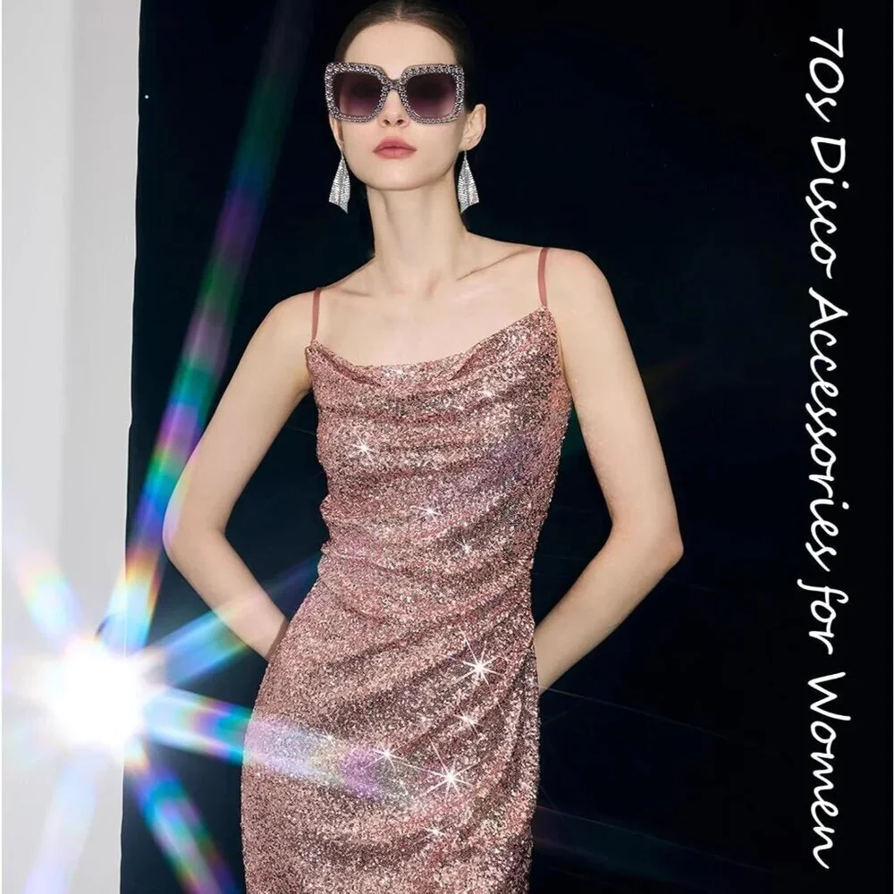Disco Accessories Women 70s Costume Jewelry Earrings Necklace Bracelet